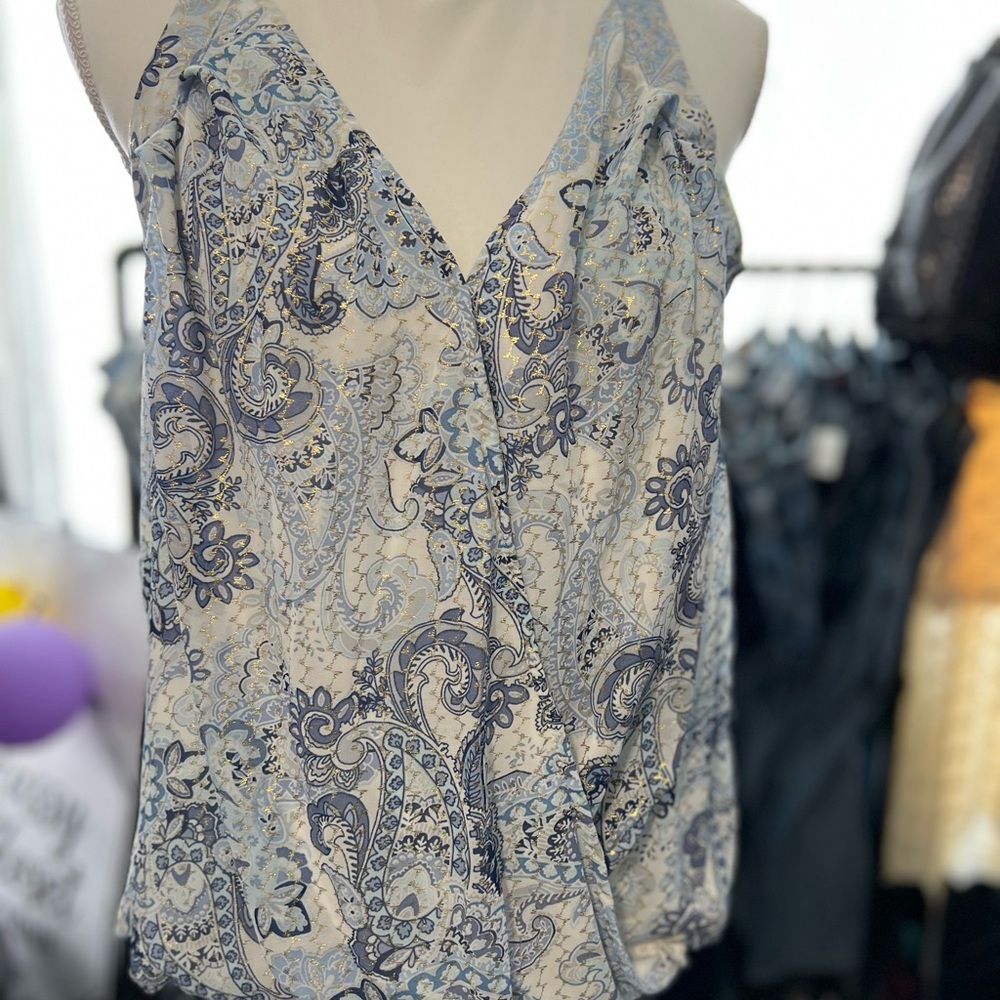 Daytrip Blue and Cream Paisley Camisole